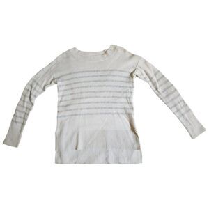 Gap white gray striped sweater sz XS